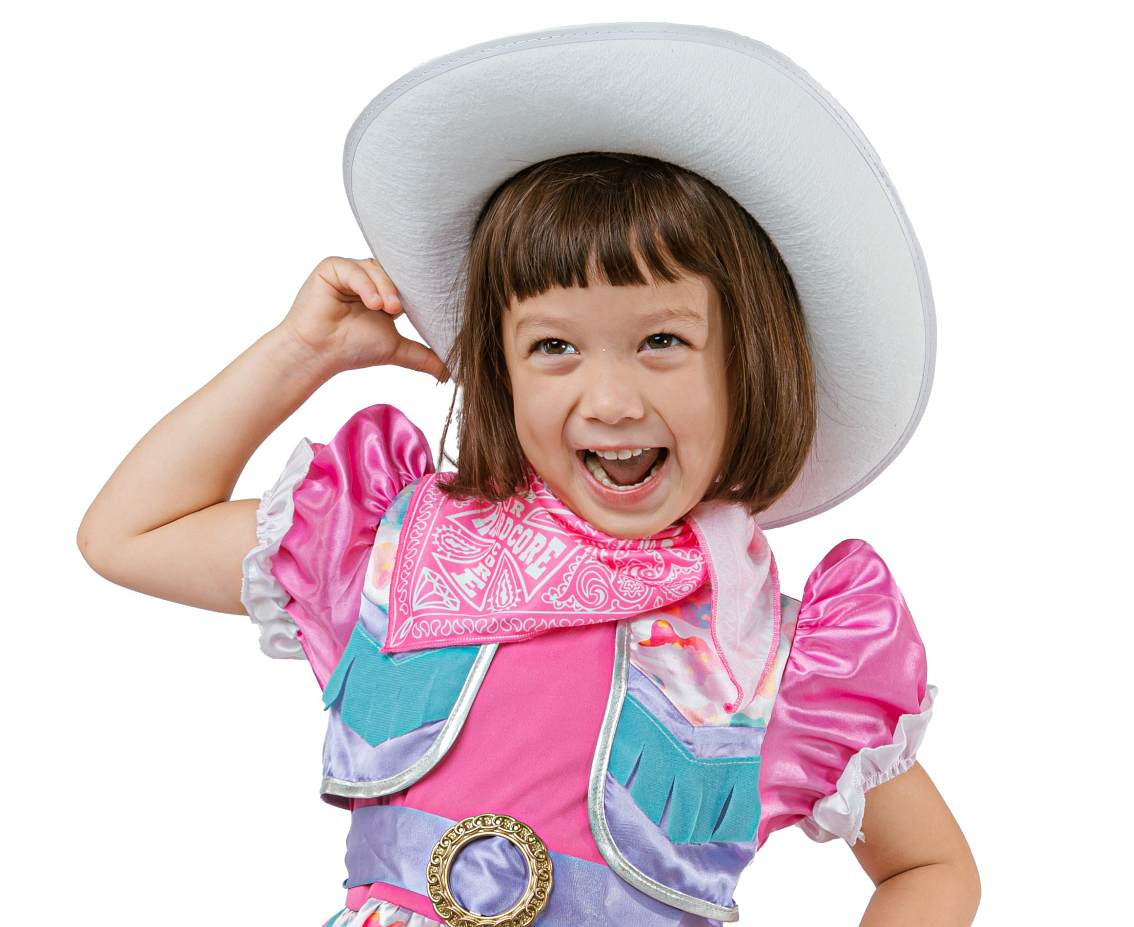 Role play-set for kids Elegant Cowgirl (dress, scarf, belt, hat), size 92/104 cm
